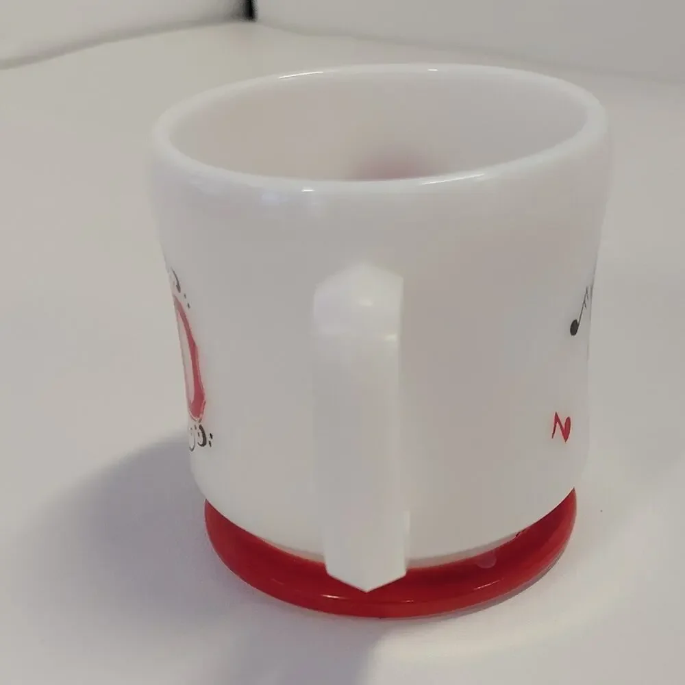Hazel Atlas Dad Mug Shaving Mug Milk Glass Barbershop Quartet White Red 3.5